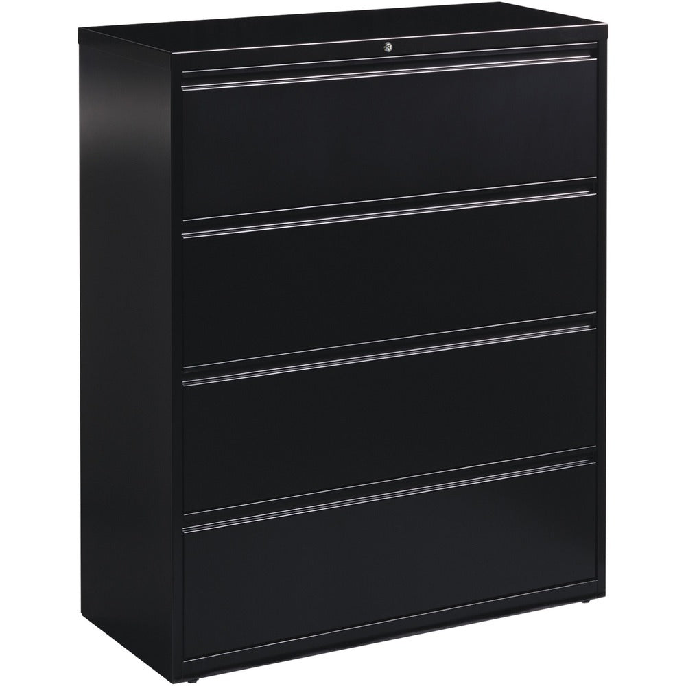 Image of Lorell Lateral File, 4-Drawer, 42"x18-5/8"x52-1/2", Black