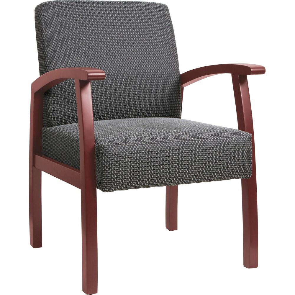 Image of Lorell Guest Chairs, 24"x25"x35-1/2", Charcoal/Mahogany frame