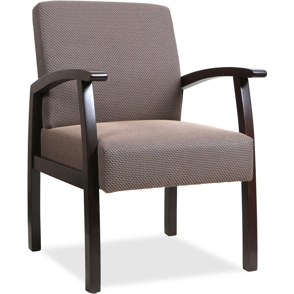 Image of Lorell Guest Chairs, 24"x25"x35-1/2", Taupe/Espresso frame