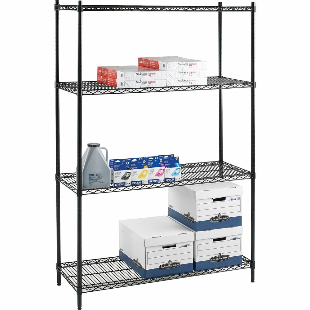 Image of Lorell Shelving,Wire,4 Shelves/4 Posts,36"x24"x72",BK