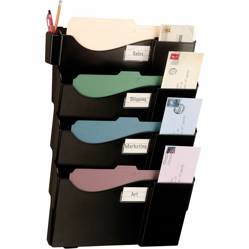 Image of Officemate Starter Filing System,w/4-Pockets,16-5/8"x4-3/4"x23-1/2",BK