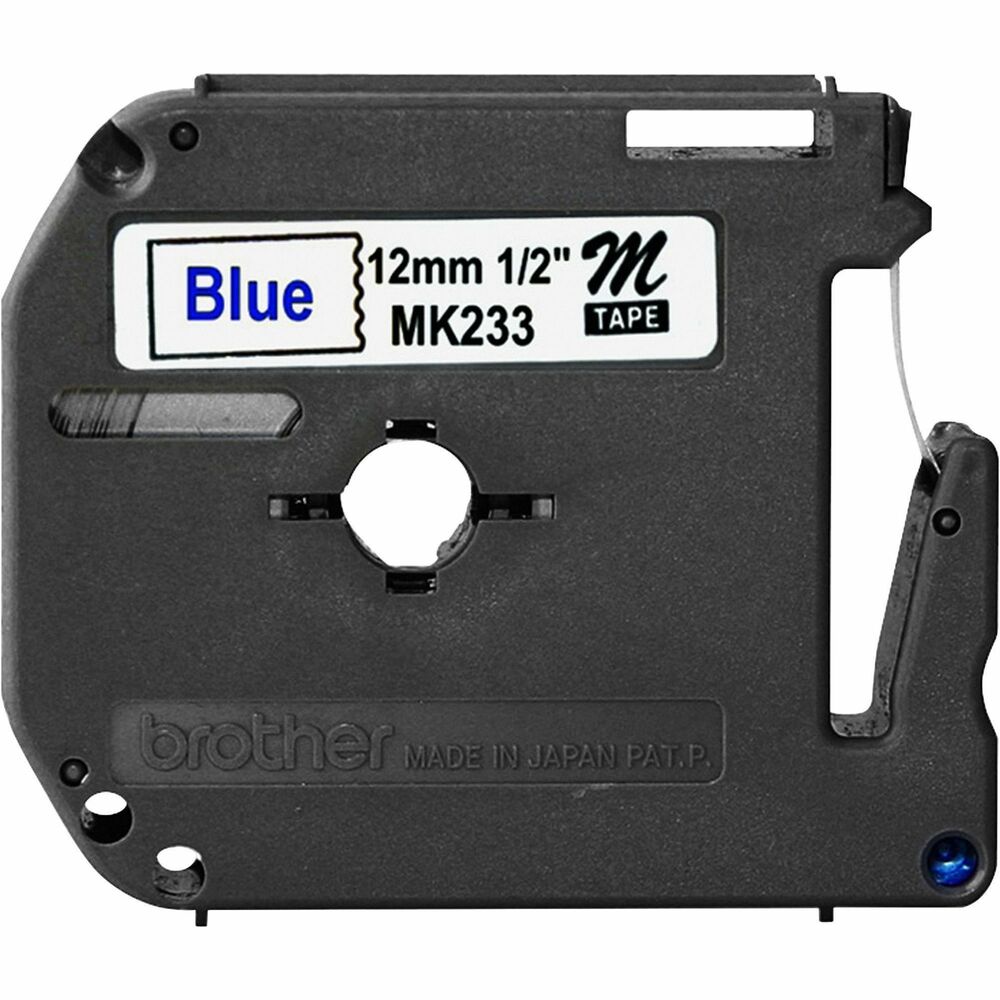 Image of Brother Labeling Tape, Nonlaminated, 1/2" Size, Blue/White
