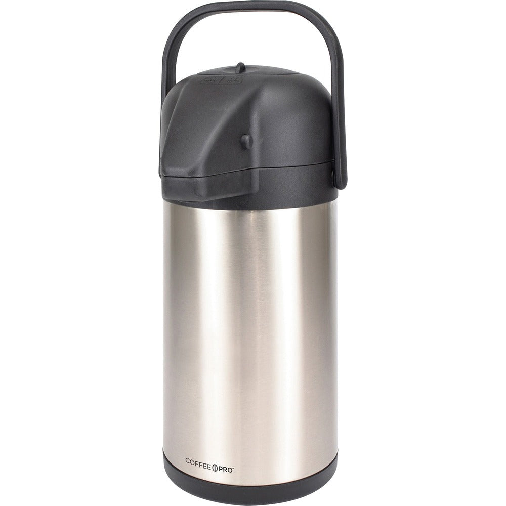 Image of Coffee Pro Airpot, 2.2 Liter, 6"x8"x16', Stainless Steel