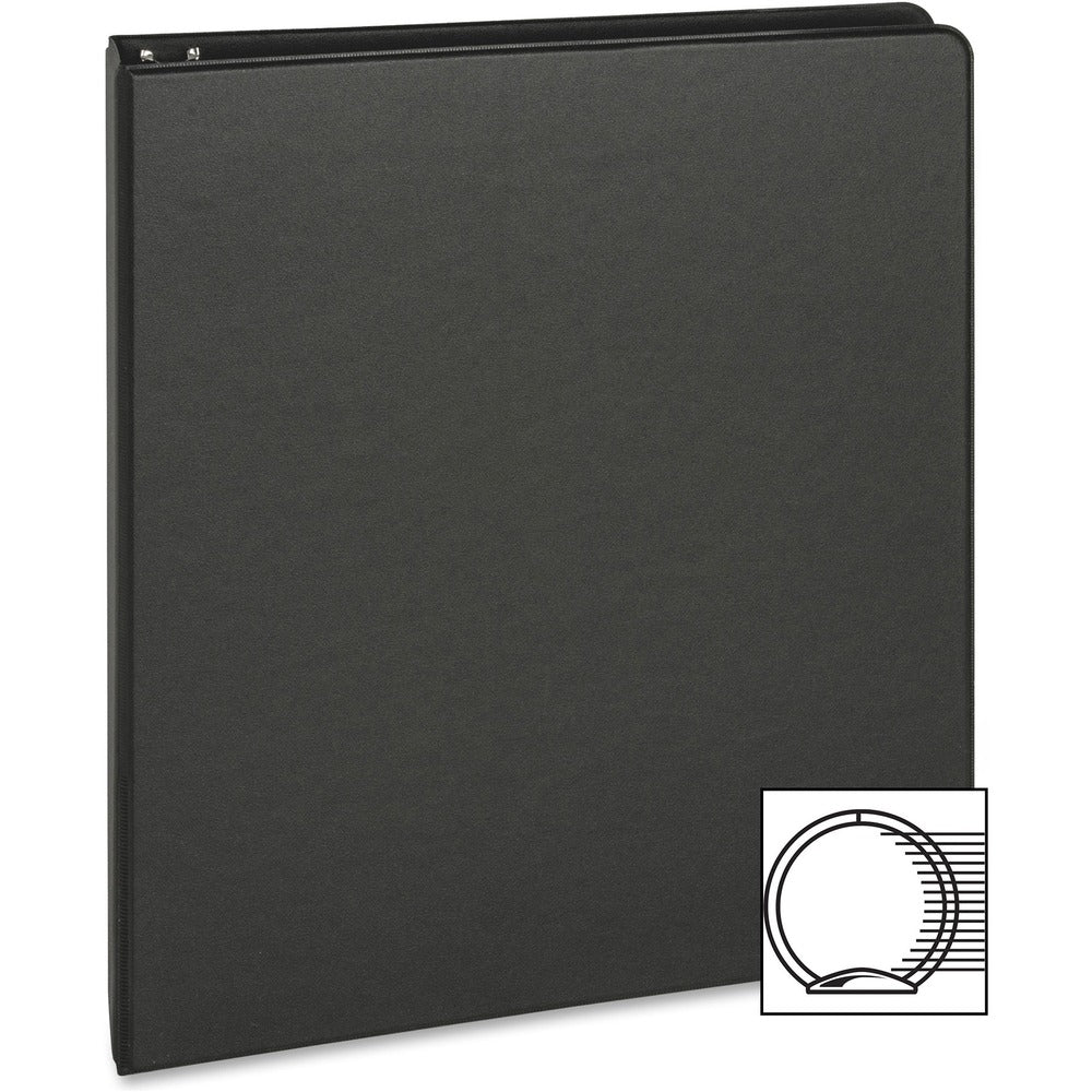 Image of Business Source Binder, Round Rings, 1" Capacity, 11"x8-1/2", Black