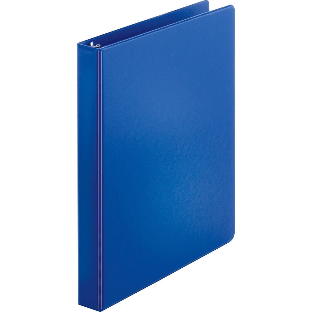 Image of Business Source Binder, Round Rings, 1" Cap, 11"x8-1/2", Dark Blue