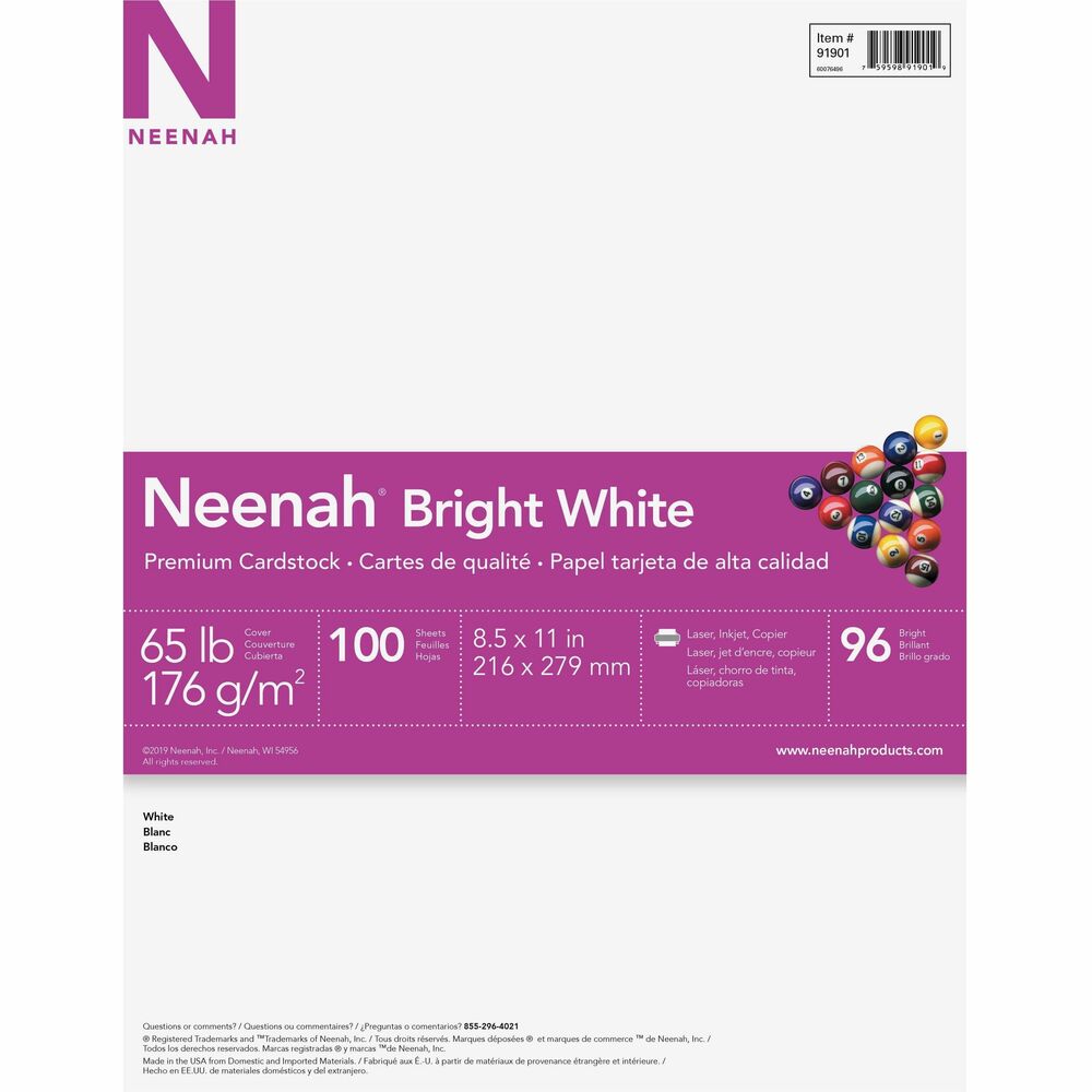 Image of Wausau Papers Cardstock Paper, 65 lb., 8-1/2"x11", 100/PK, White