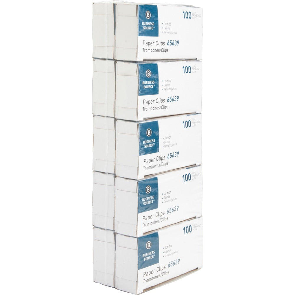 Image of Business Source Paper Clips,Jumbo,.041 Wire Gauge,100/BX,10BX/PK,SR