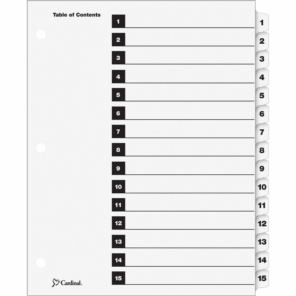 Image of Cardinal One Step Index System, Numbered 1-15, 15 Tabs, Clear