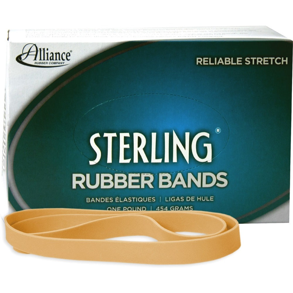 Image of Alliance Rubber Company Rubber bands, Size 107, 1-Lb., 7"x5/8", 50/BX, Natural