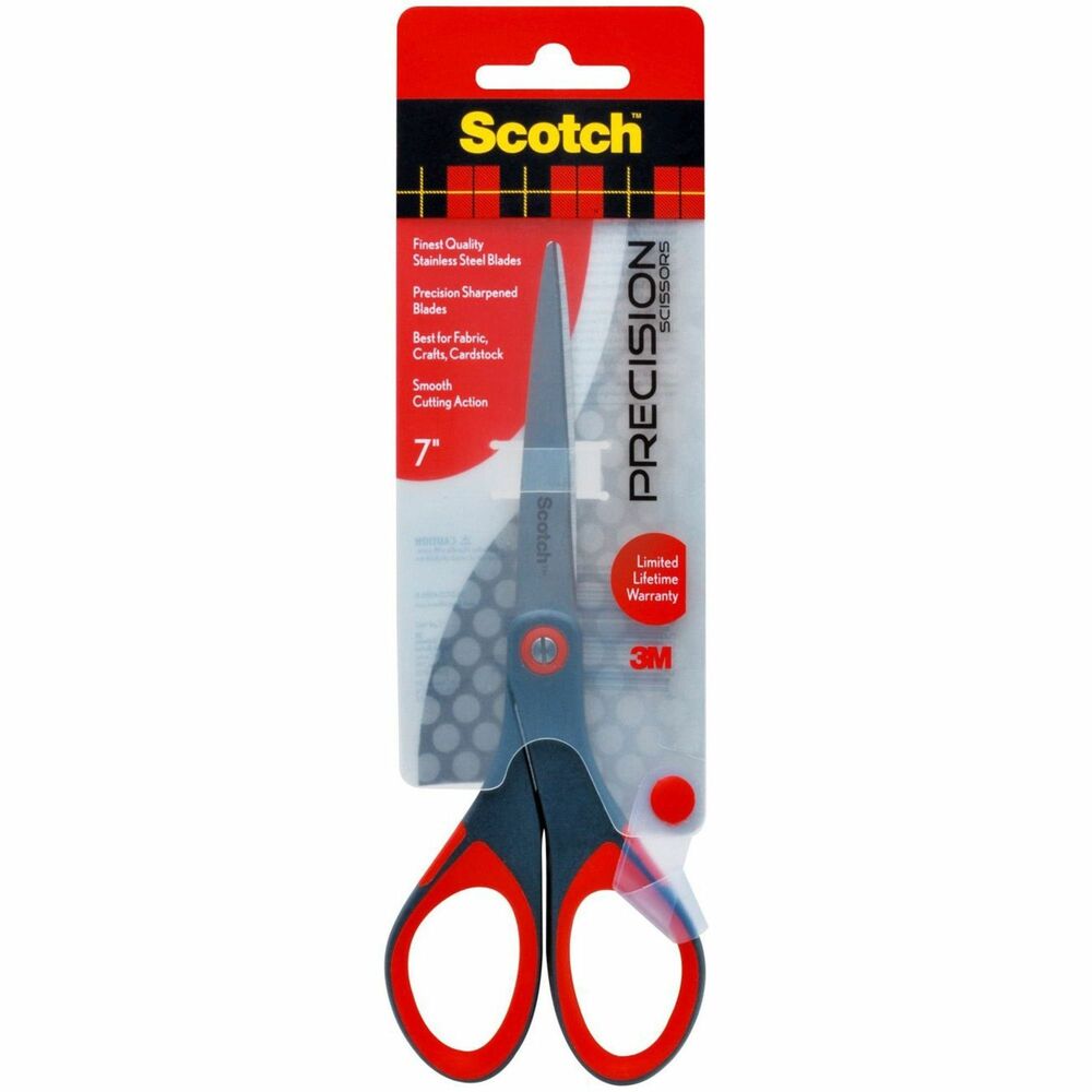 Image of 3M Scissors, Precision, 7" Straight, Gray/Red