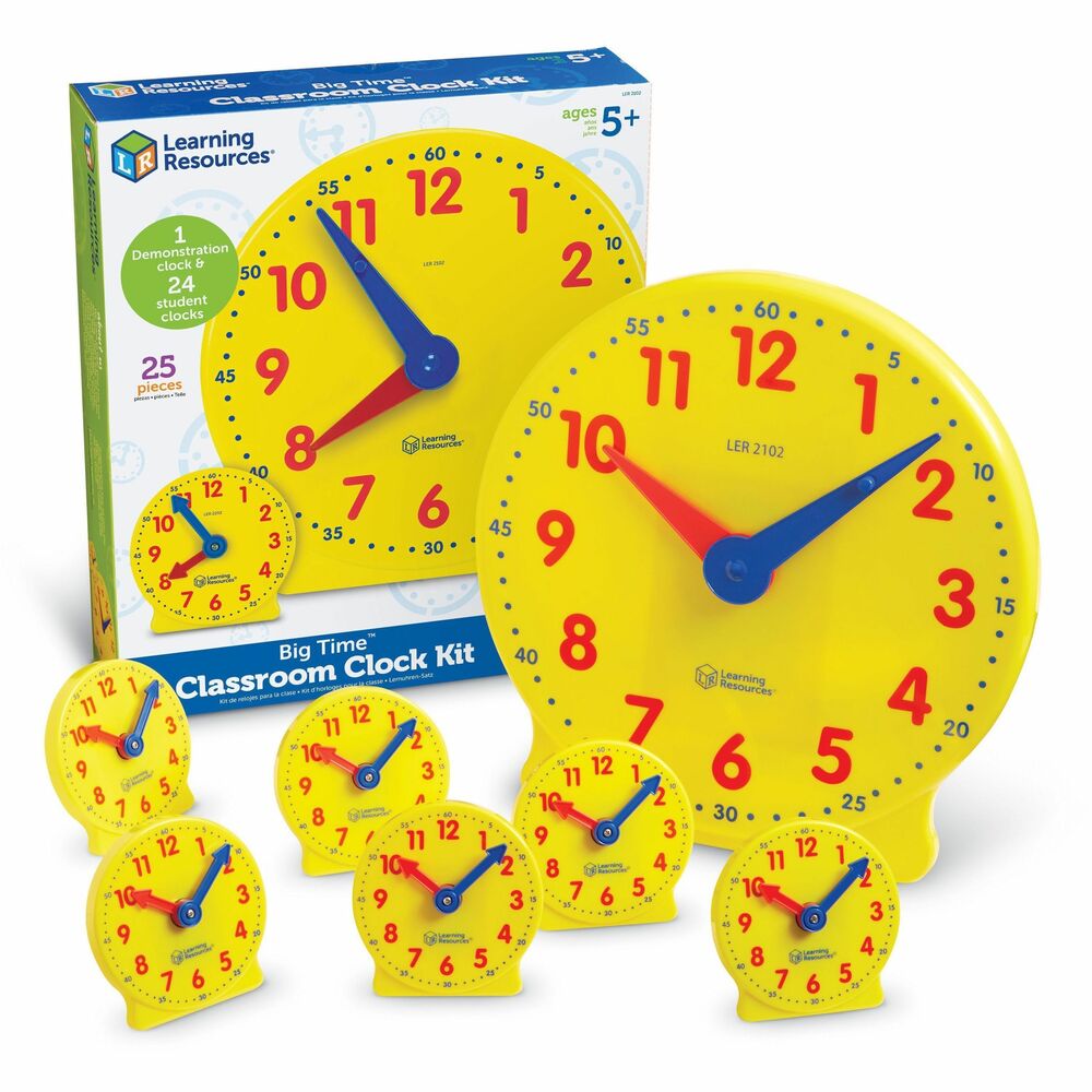 Image of Learning Resources Classroom Learning Clock Kit, GR PreK-4,25 Pcs,Multi