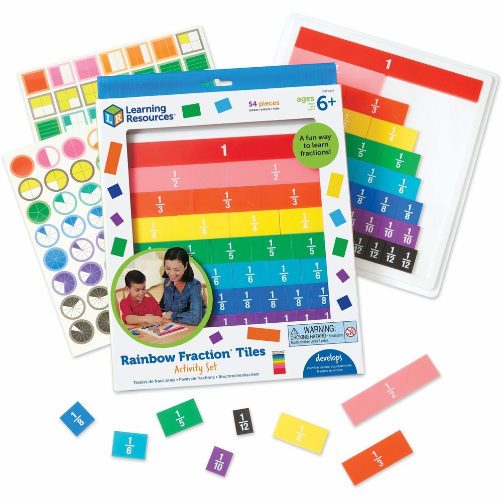 Image of Learning Resources Fraction Tiles, w/Tray, 9"x10", 51/ST, AST