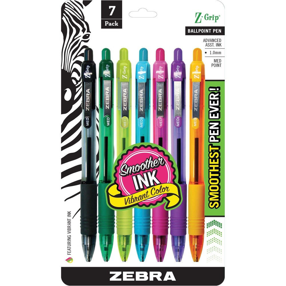 Image of Zebra Ballpoint Pen, Retractable, 1.0mm Pt, 7/PK, Assorted
