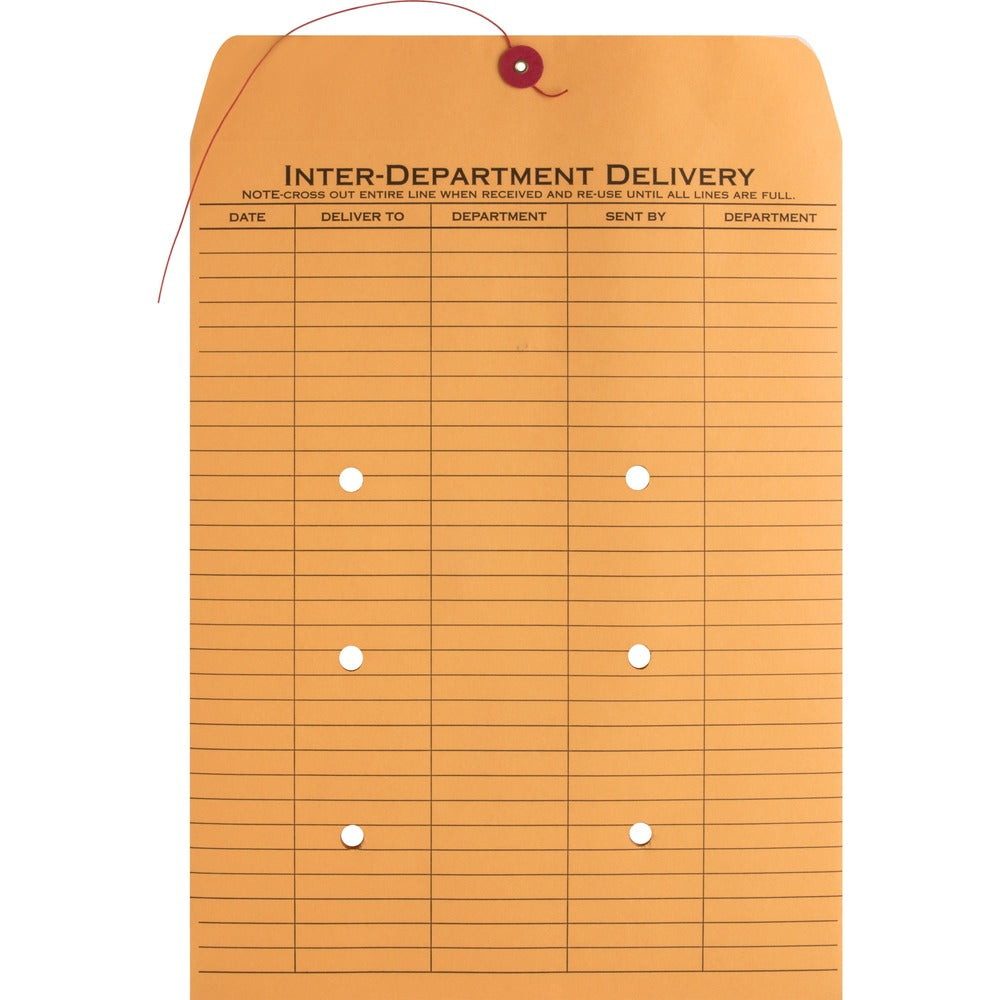Image of Business Source Inter-Dept.Envelopes, Str/Button Close,10"x13",100/BX,Kraft