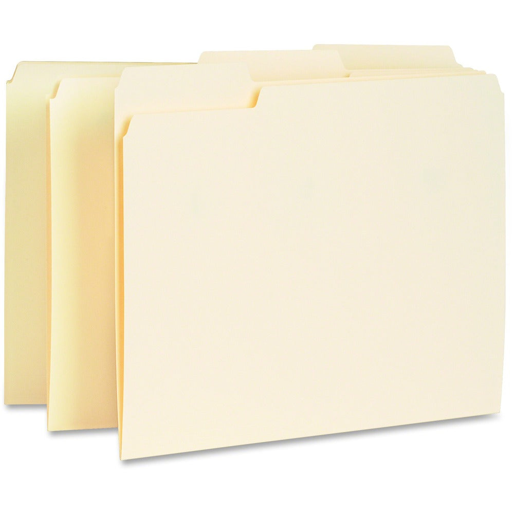 Image of Business Source Interior File Folders,1/3 Cut Assorted,Letter,100/BX,Manila