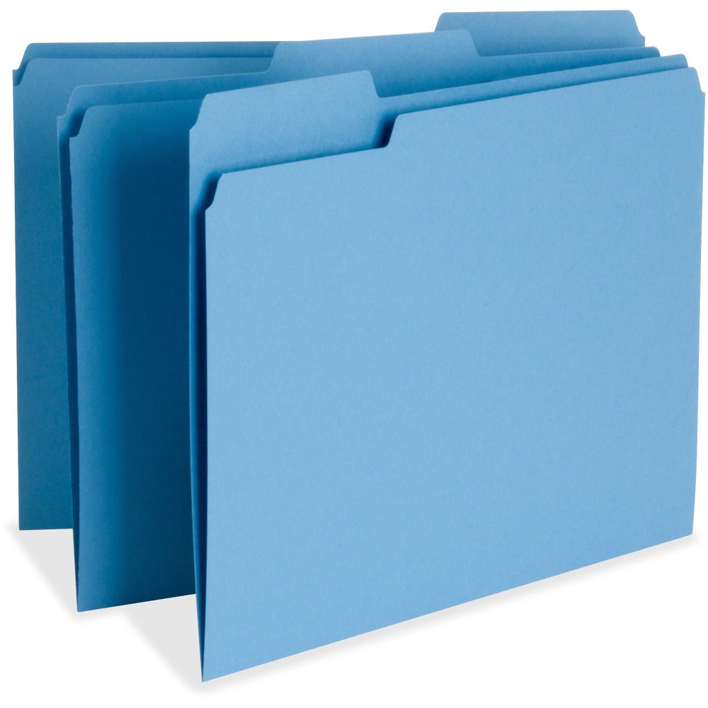 Image of Business Source File Folder,1-Ply,1/3 Cut Assorted Tabs,Letter,100/BX,BE