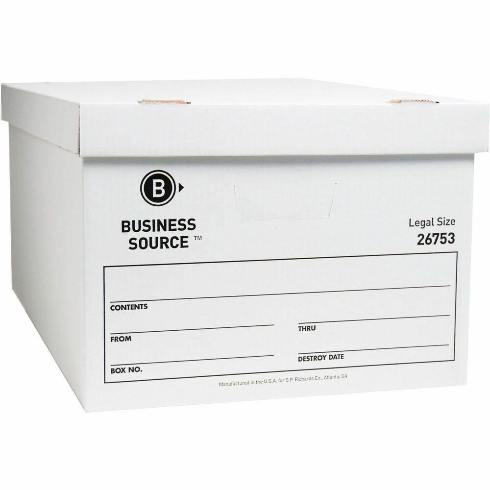 Image of Business Source Storage Boxes, Legal, 500 lb, 15"x24"x10", 12/CT, White