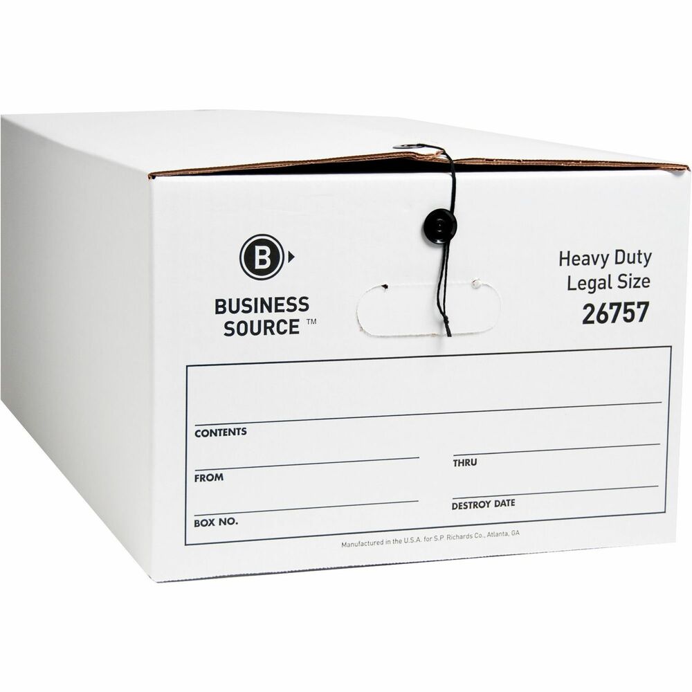 Image of Business Source Storage Box,Heavy-duty,Lgl 700 lb,15"x24"x10",12/CT, White
