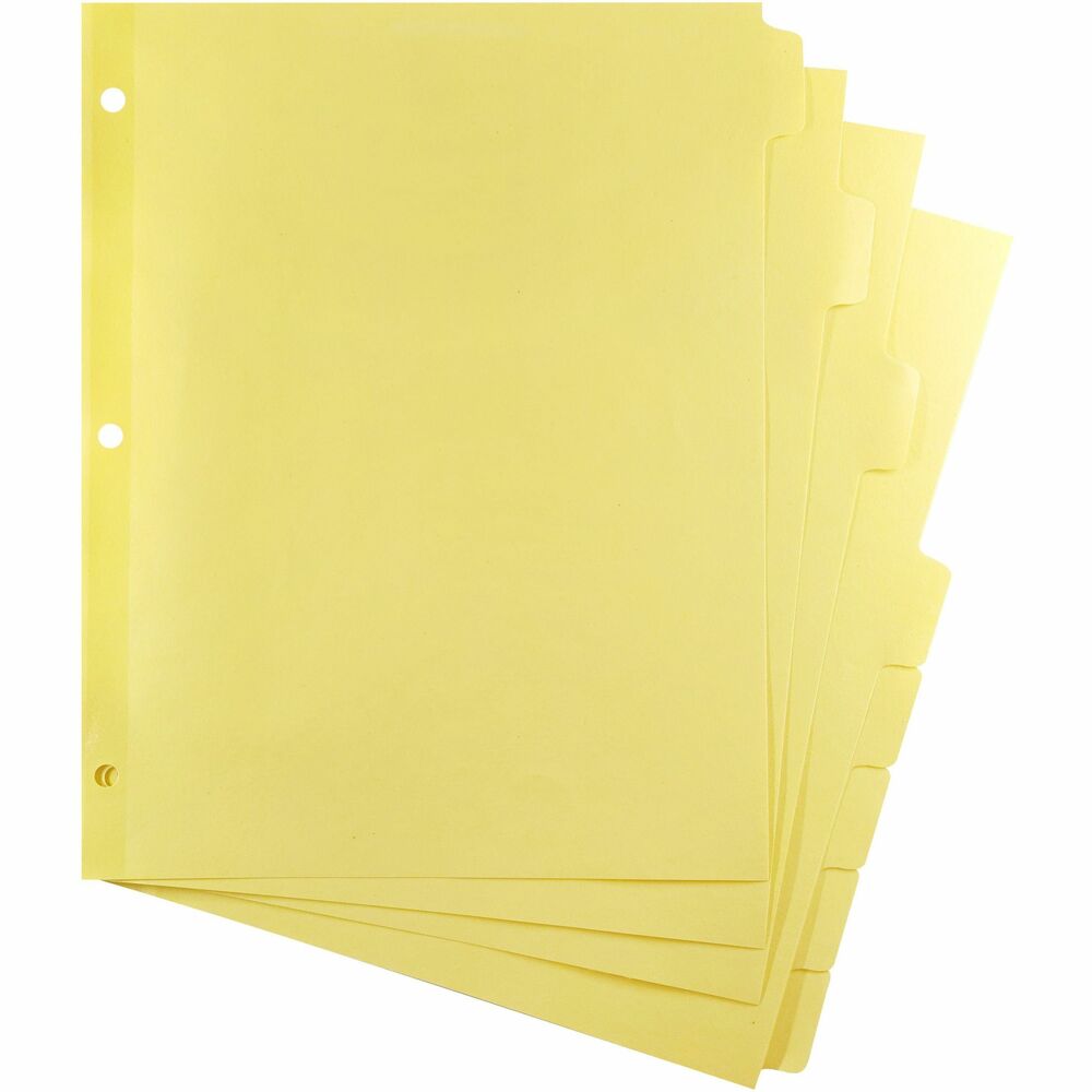 Image of Business Source Plain Tab Indexes,3HP,8-Tab,11"x8-1/2",24 Sets/BX,Canary