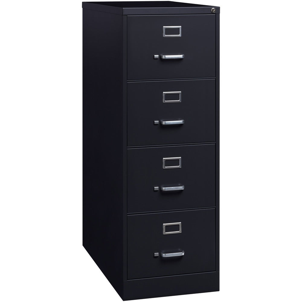 Image of Lorell Vertical File, 4-Drawer, Legal, 18"x26-1/2"x52", Black