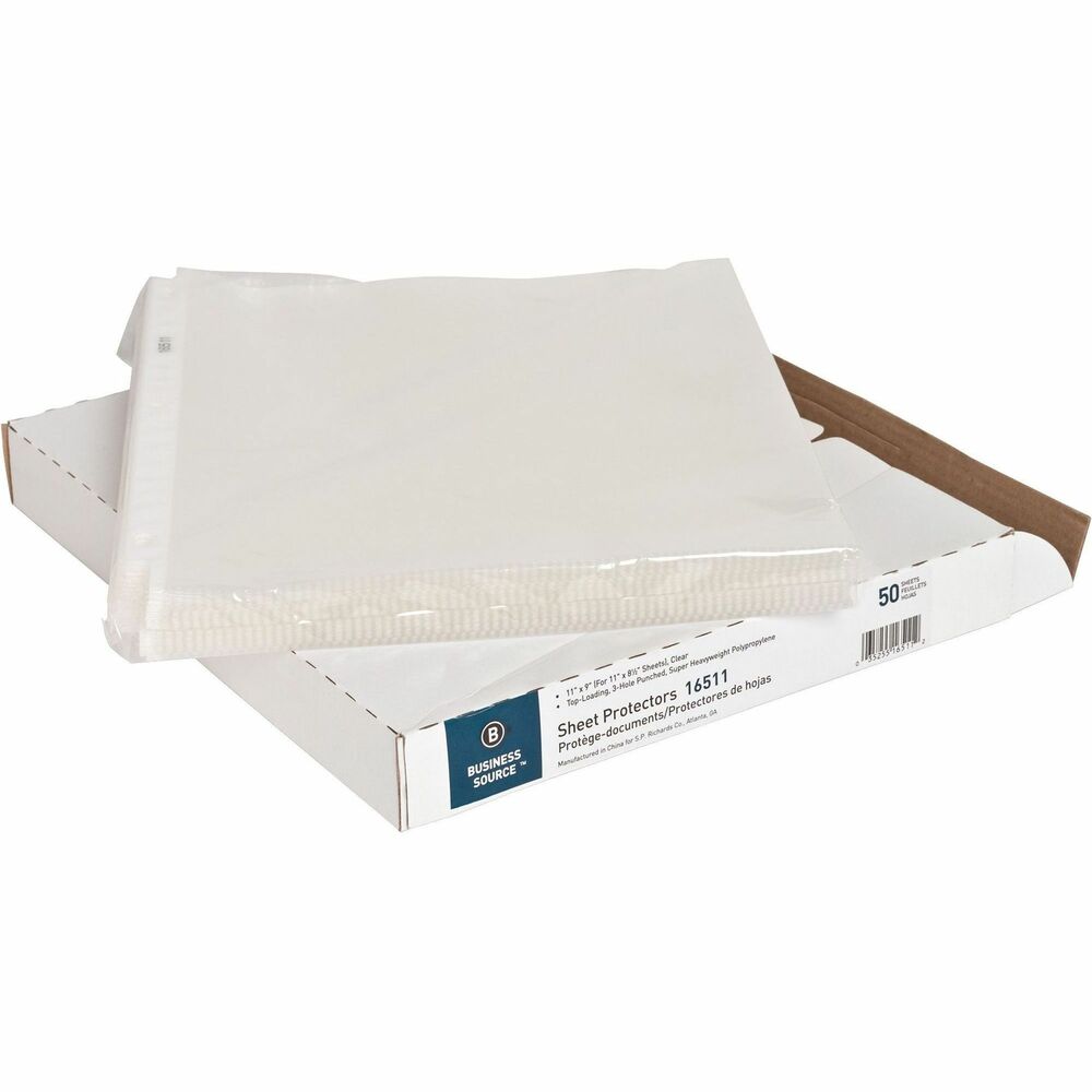 Image of Business Source Sheet Protectors,Top Load,5 mil,11"x8-1/2",50/BX,Clear