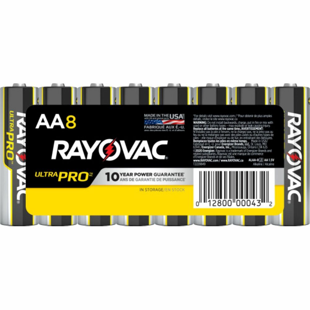 Image of Rayovac Corporation Industrial Plus Batteries, Alkaline, AA, 1.5V, 8/PK