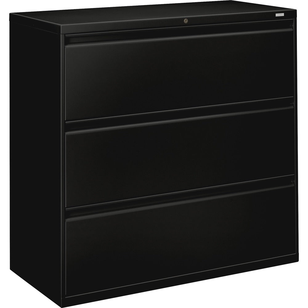 Image of The HON Company Lateral File, 3-Drawer, w/Lock, 2"x18"x52-1/2", Black