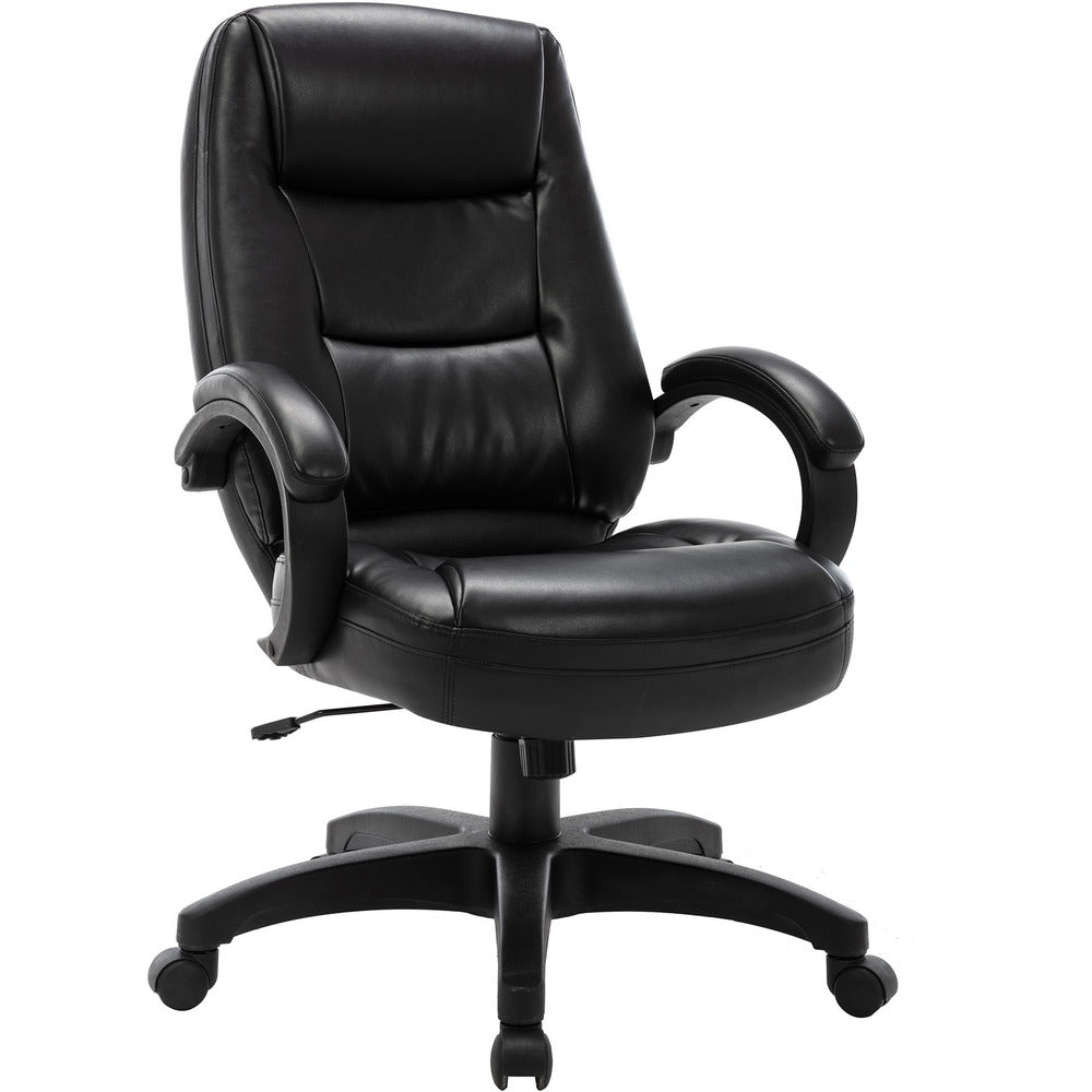 Image of Lorell Executive High-Back Chair, 26-1/2"x28-1/2"x47-1/2",Black