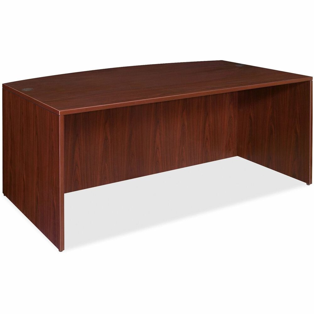 Image of Lorell Desk Shell, Bowfront, 72"x41-2/5"x29-1/2", Mahogany