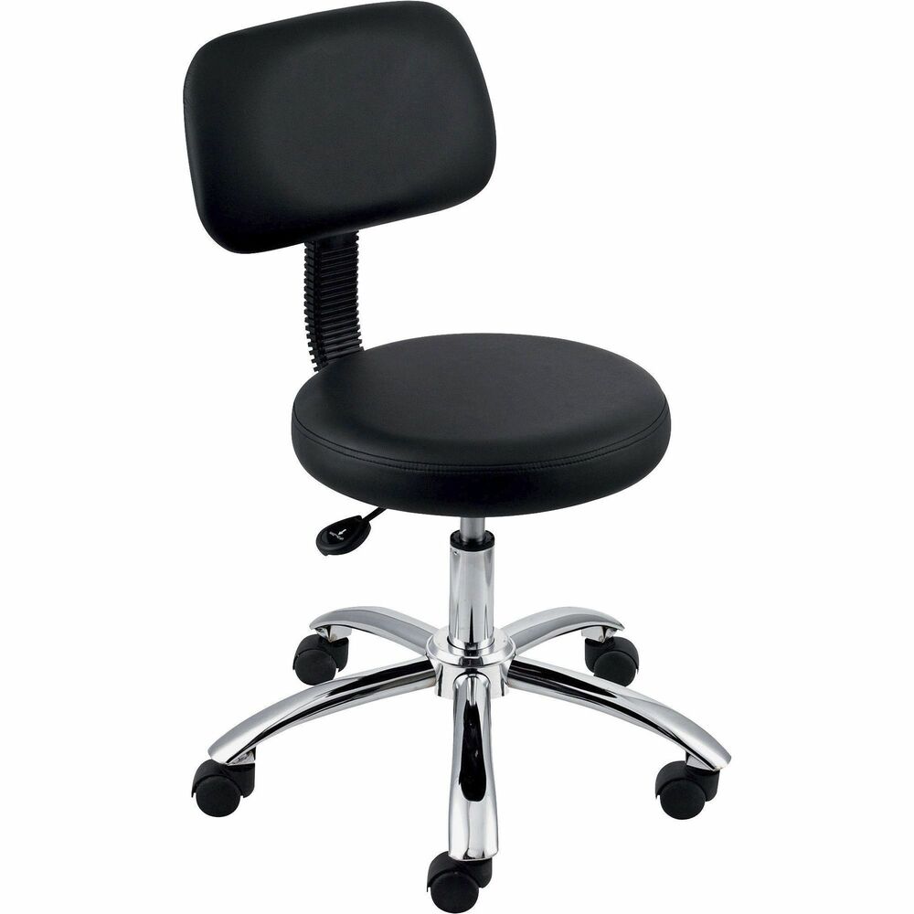 Image of Lorell Pneumatic Height Stool, w/Back, 24"x24"x36", Black
