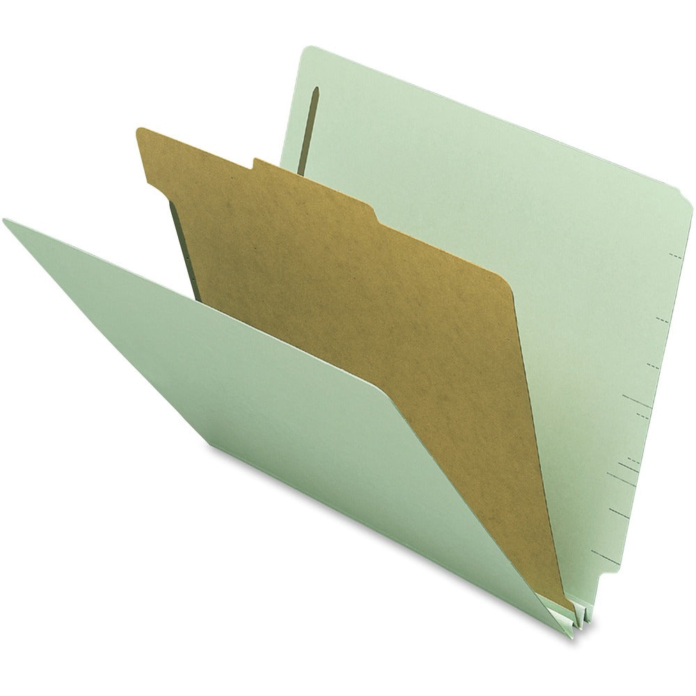 Image of Nature Saver End Tab Classification Folders,1 Divider,Ltr,10/BX,GY Green