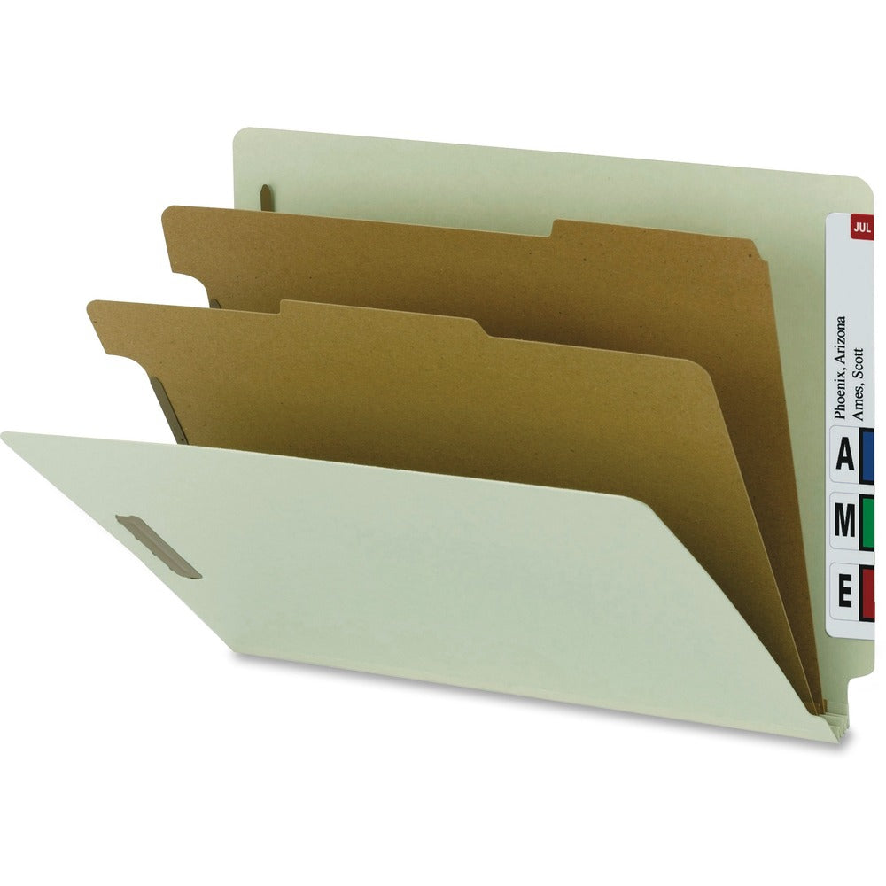 Image of Nature Saver End Tab Classification Folders,2 Dividers,Ltr,10/BX,GY Green