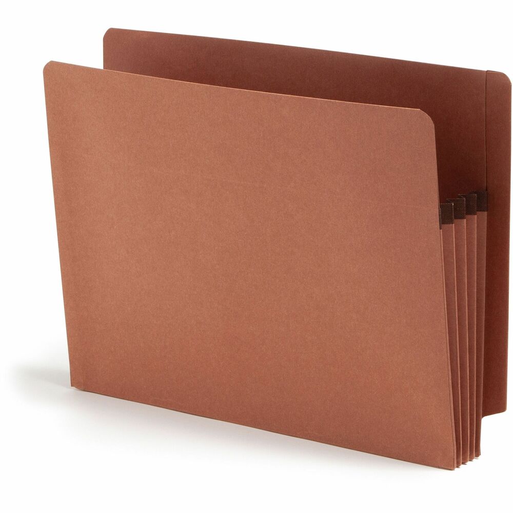 Image of Smead Pocket End Tab, Recycled, 3-1/2" Exp, Ltr, 25/BX, Redrope