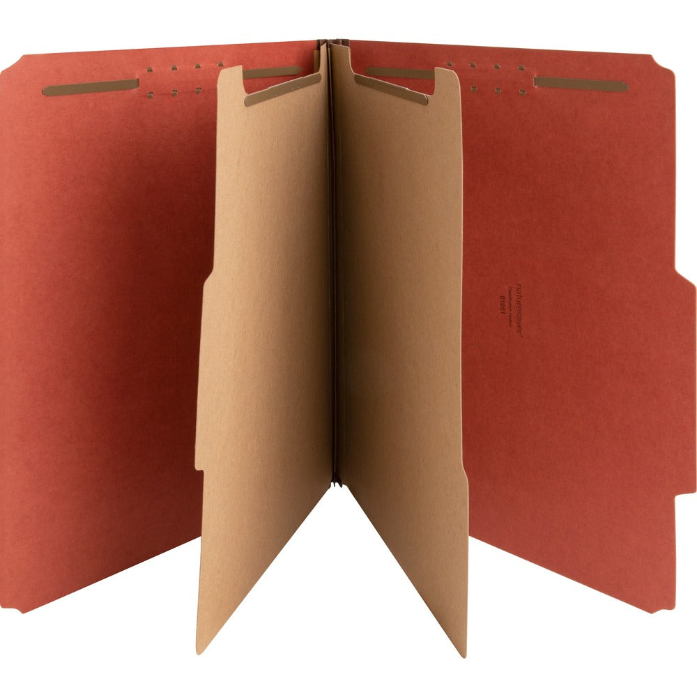 Image of Nature Saver Classification Folders, 2" Exp., Letter, 2 Div, 10/BX, Red