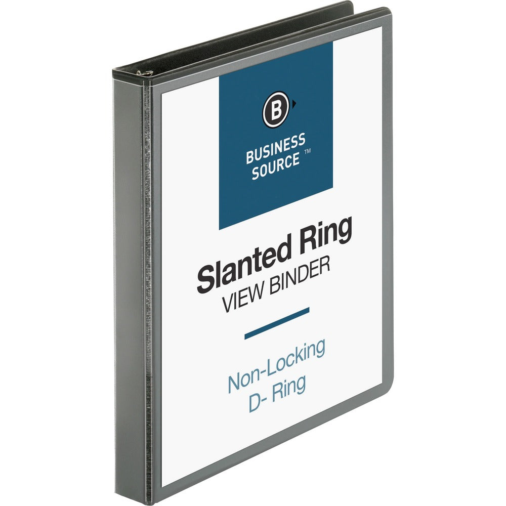 Image of Business Source D-Ring View Binder, 1" Capacity, 11x8-1/2", Black