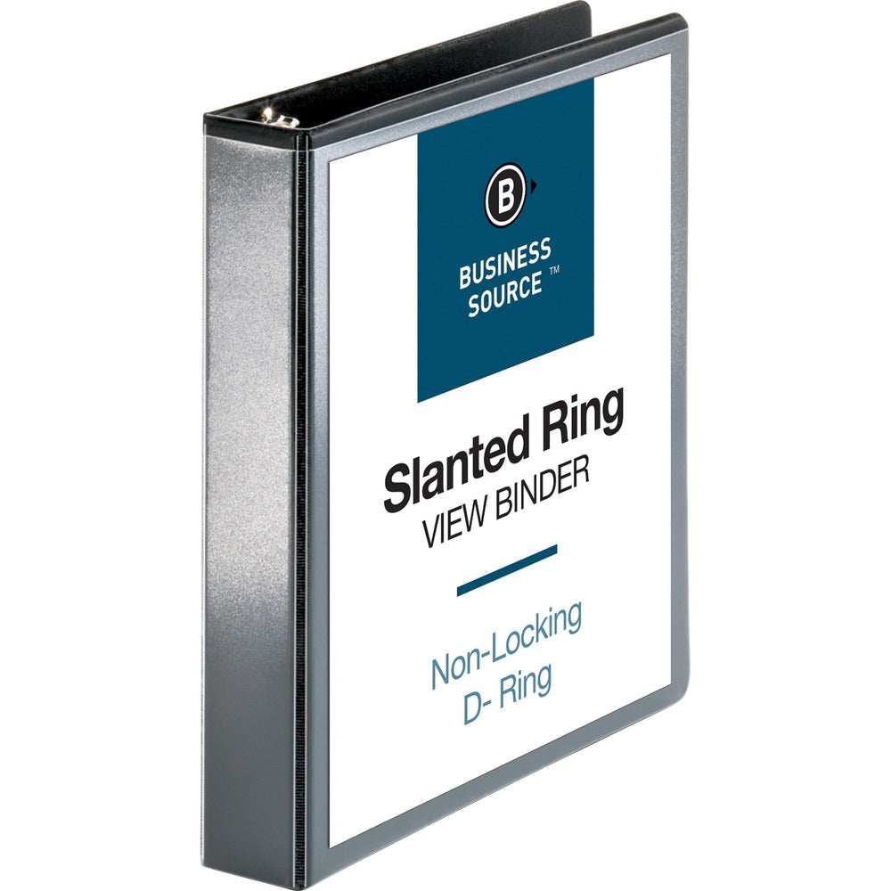 Image of Business Source D-Ring View Binder, 1-1/2" Capacity, 11x8-1/2", Black