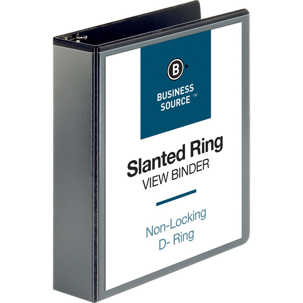 Image of Business Source D-Ring View Binder, 2" Capacity, 11x8-1/2", Black