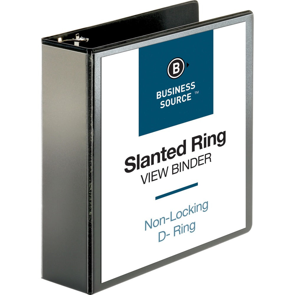 Image of Business Source D-Ring View Binder, 3" Capacity, 11x8-1/2", Black