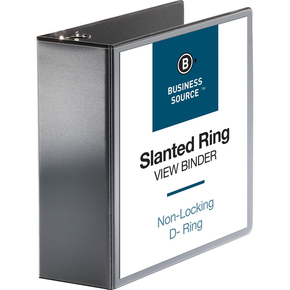 Image of Business Source D-Ring View Binder, 4" Capacity, 11x8-1/2", Black