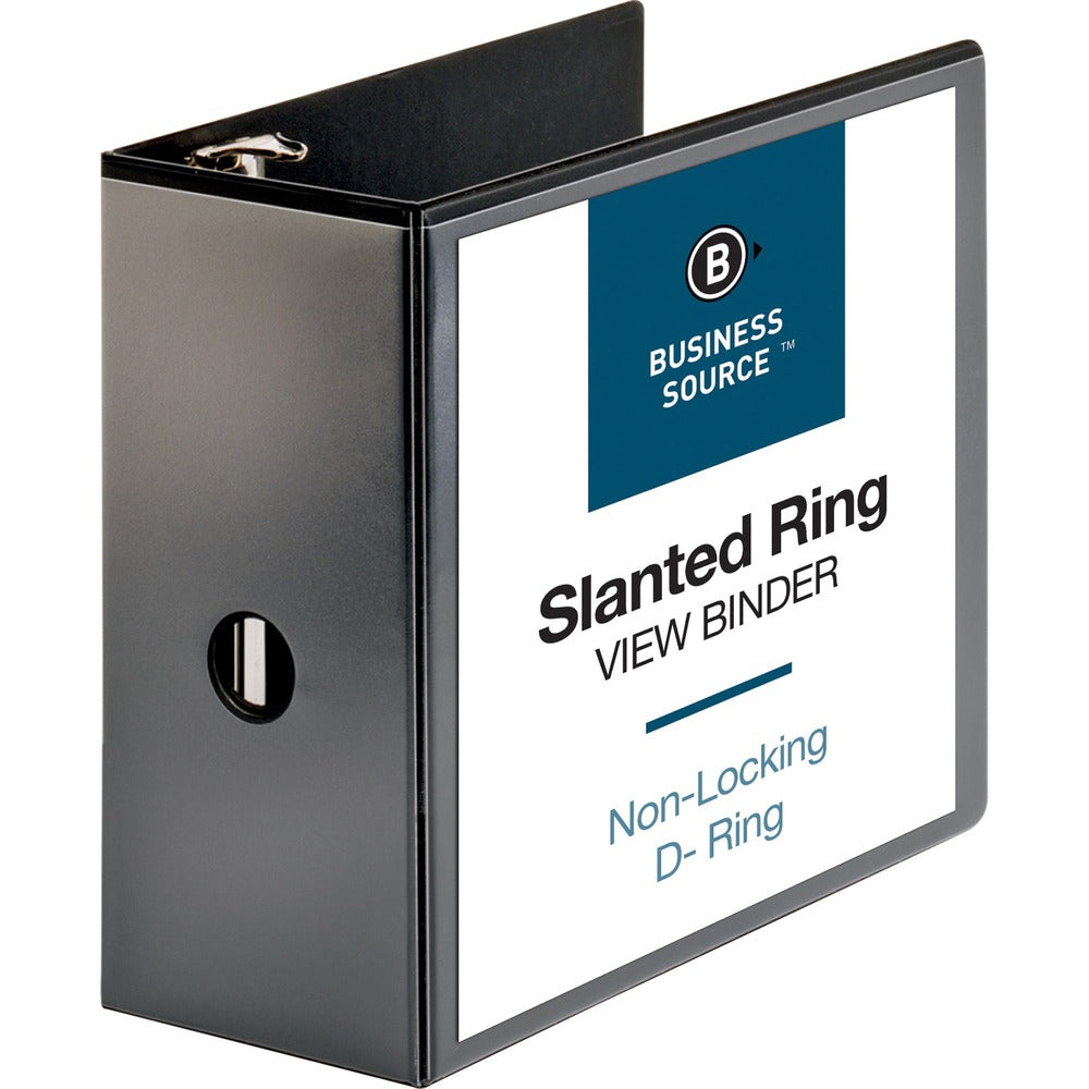 Image of Business Source D-Ring View Binder, 5" Capacity, 11x8-1/2", Black
