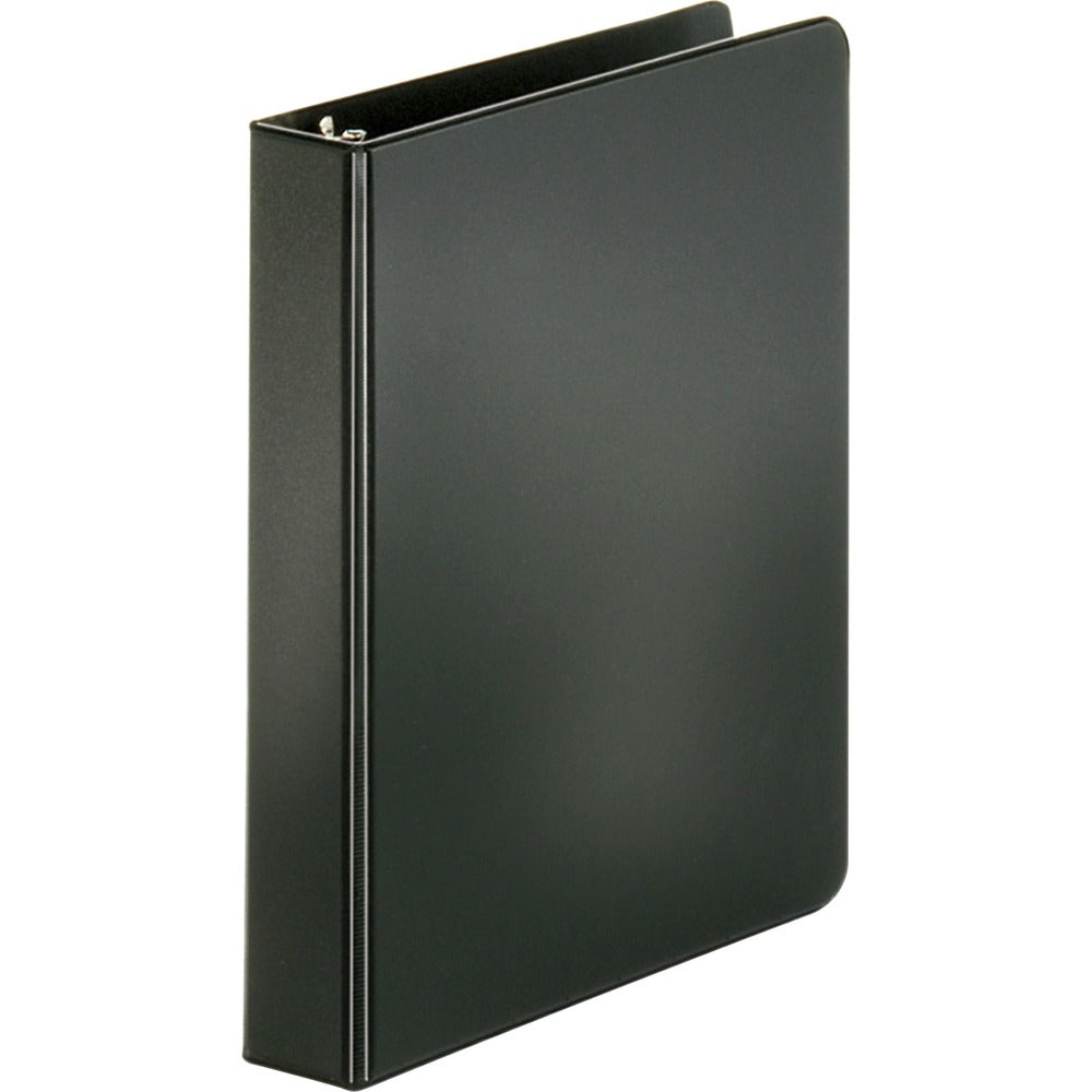 Image of Business Source Binder, Round Rings, 1" Capacity, 8-1/2"x5-1/2", Black