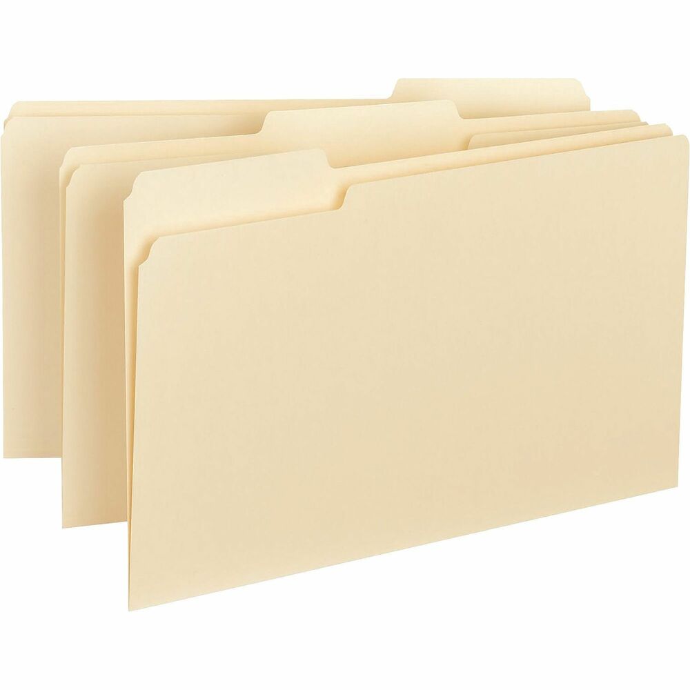 Image of Business Source Interior File Folders,1/3 Cut Assorted,Legal,100/BX,Manila