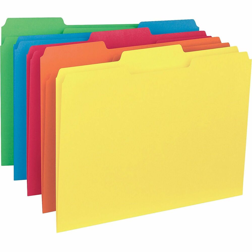 Image of Business Source File Folder, Interior, Ltr, 1/3" Cut, 100/BX, AST