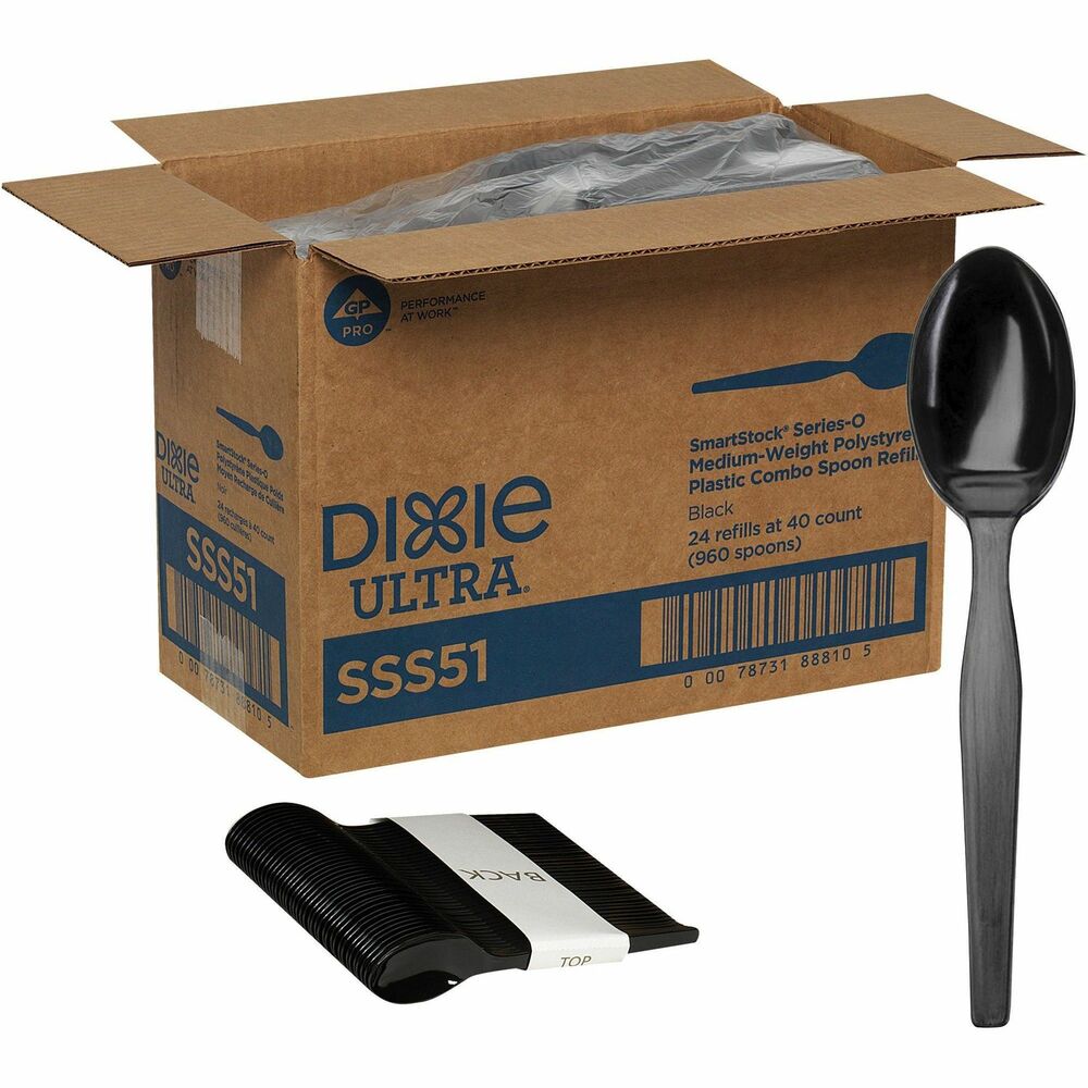 Image of Dixie Foods Spoon Refill,f/Mini SmartStock Dispenser,40/PK,24PK/CT, BK