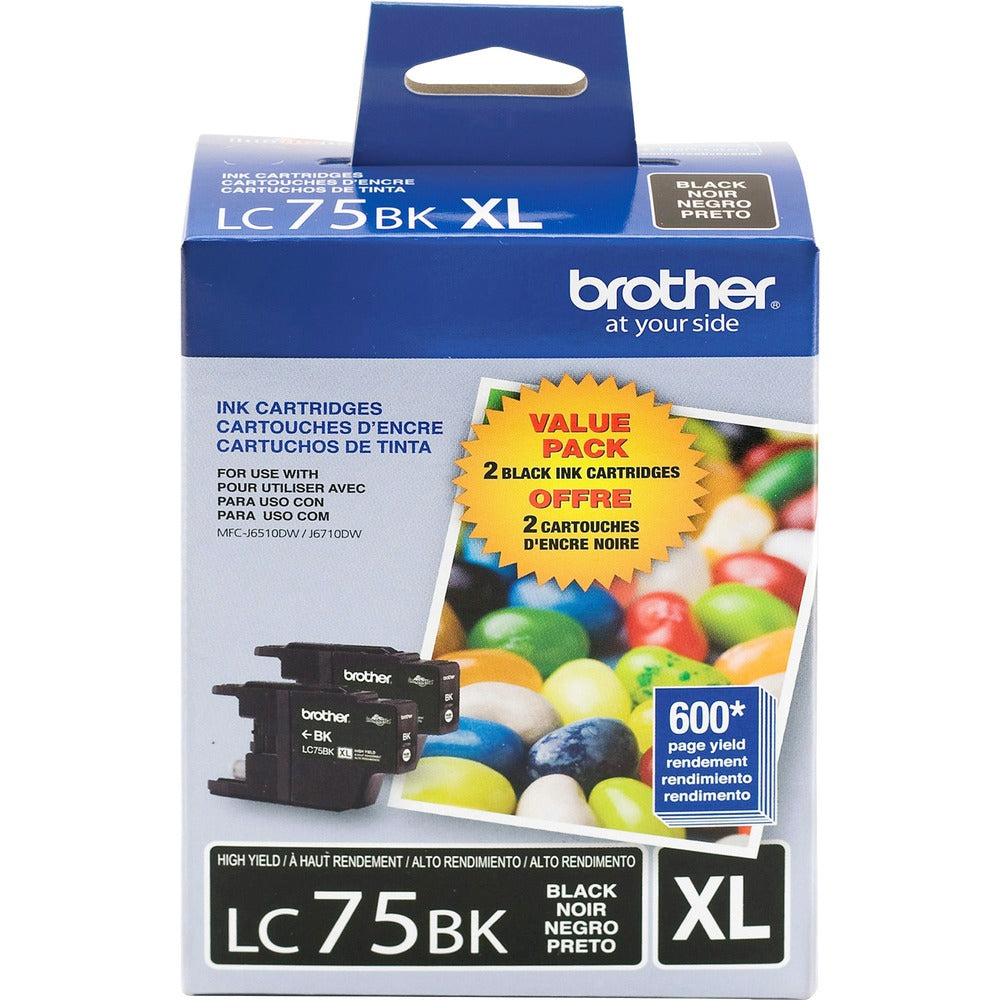 Image of Brother Ink Cartridges, High Yield, 600 Page Yield, 2/PK, Black