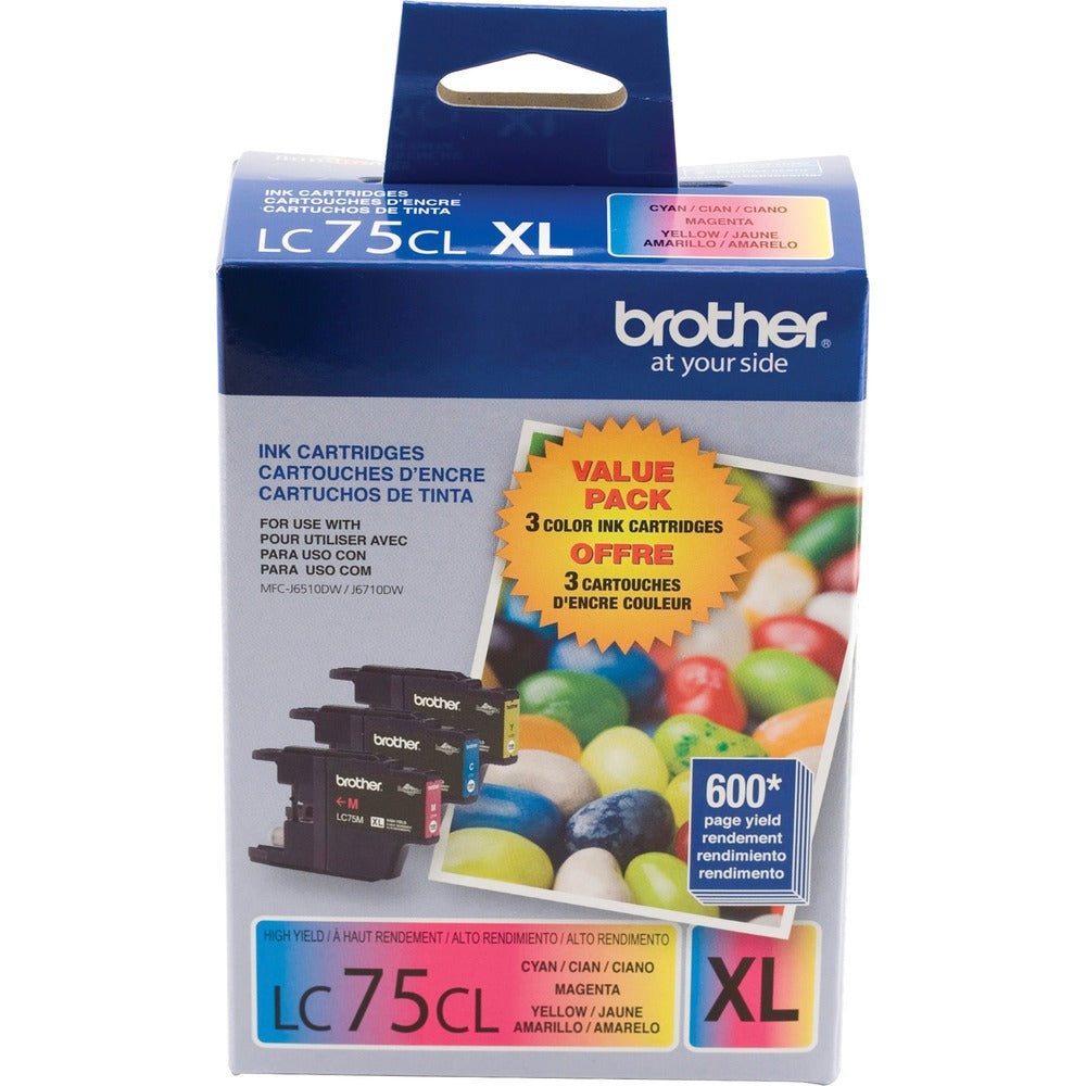 Image of Brother Ink Cartridges, 600 Page Yield, 3/PK, Magenta/YW/Cyan