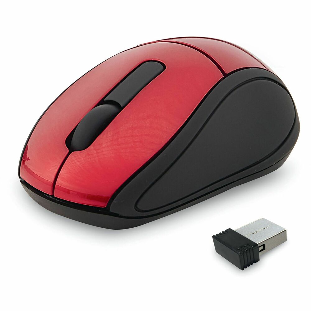 Image of Verbatim Mini Travel Mouse, Wireless, 2.0 USB, 2"x3"x1-1/4", Red