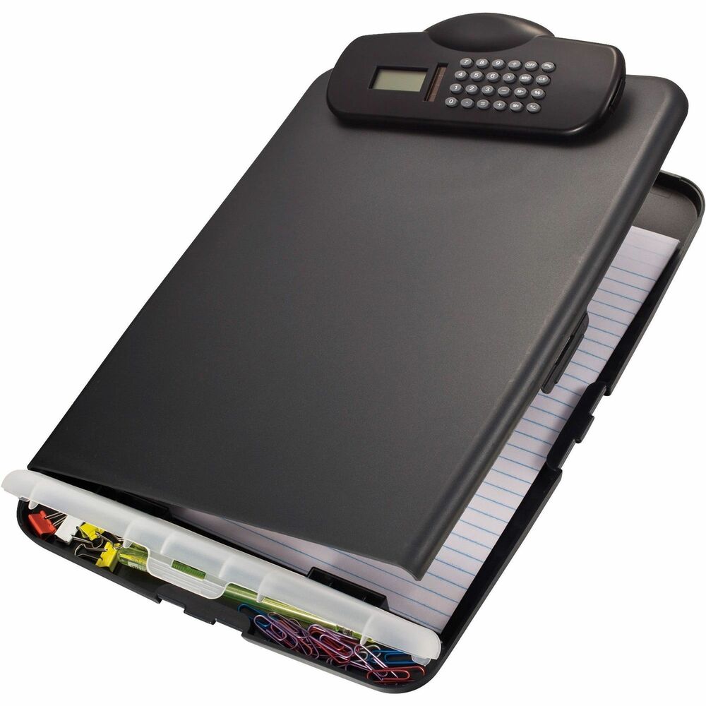 Image of Officemate Clipboard Storage Box w/ Calculator,10"x14-1/2",Charcoal