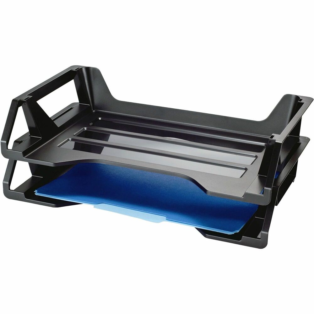 Image of Officemate Side Load Tray, Stackable, Ltr, 2/PK, Black