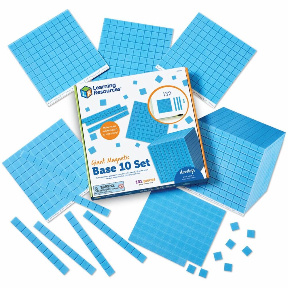 Image of Learning Resources Giant Magnetic Base Ten Set, 131Pcs, 6-3/4"x6-3/4", BE